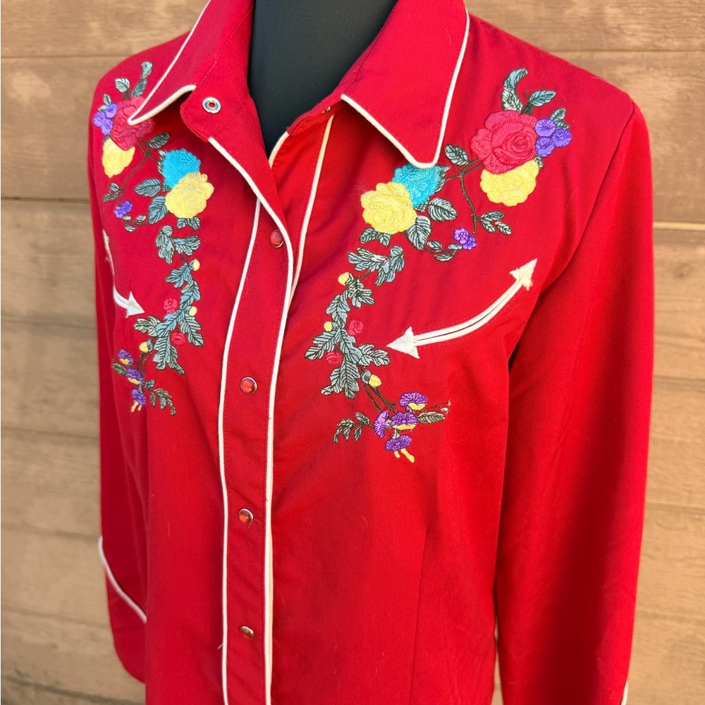 Scully Red Embroidered Western Button-Up Shirt